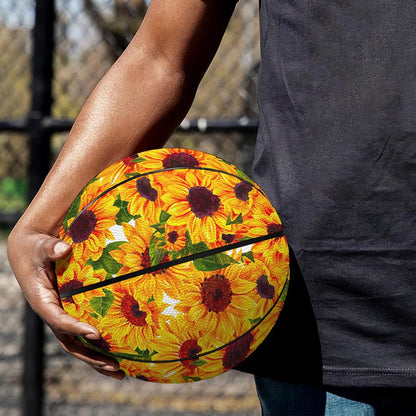 Watercolor Sunflower Pattern Print Basketball