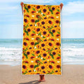 Watercolor Sunflower Pattern Print Beach Towel