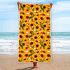 Watercolor Sunflower Pattern Print Beach Towel