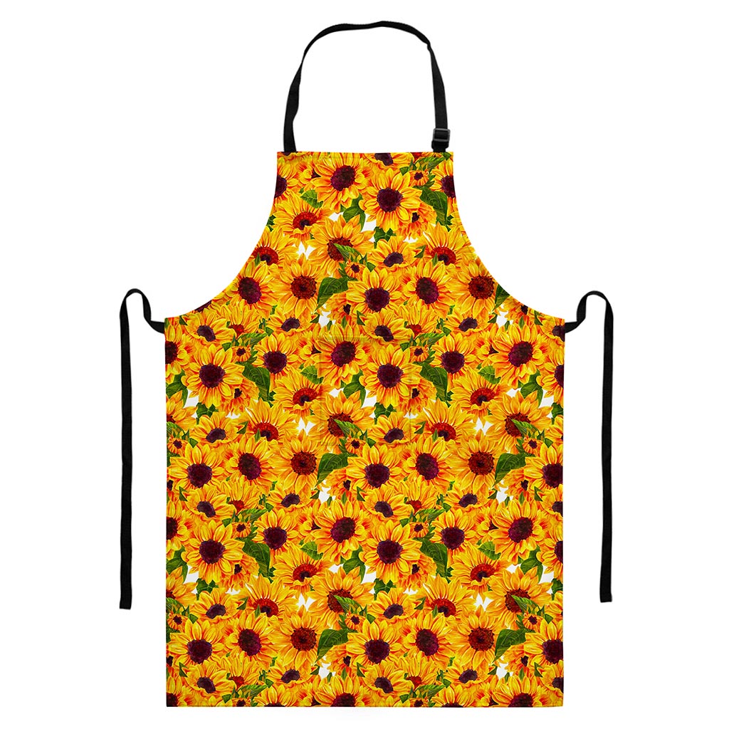 Watercolor Sunflower Pattern Print Bib Apron With Pocket