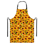Watercolor Sunflower Pattern Print Bib Apron With Pocket