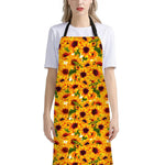 Watercolor Sunflower Pattern Print Bib Apron With Pocket