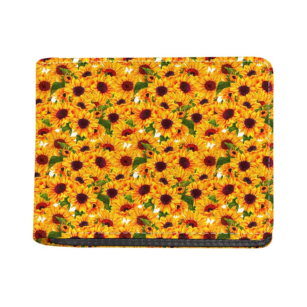 Watercolor Sunflower Pattern Print Bifold Wallet