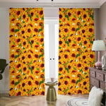 Watercolor Sunflower Pattern Print Blackout Pencil Pleat Curtains