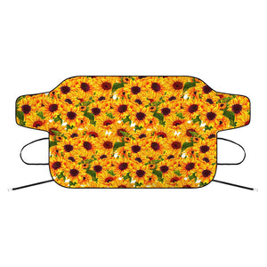 Watercolor Sunflower Pattern Print Car Windshield Snow Cover