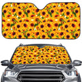 Watercolor Sunflower Pattern Print Car Windshield Sun Shade