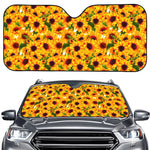 Watercolor Sunflower Pattern Print Car Windshield Sun Shade