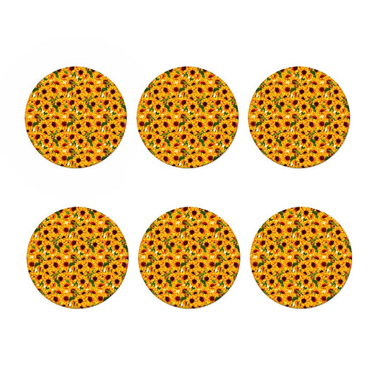 Watercolor Sunflower Pattern Print Coaster Set