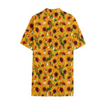 Watercolor Sunflower Pattern Print Cotton Hawaiian Shirt