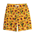 Watercolor Sunflower Pattern Print Cotton Shorts