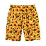 Watercolor Sunflower Pattern Print Cotton Shorts