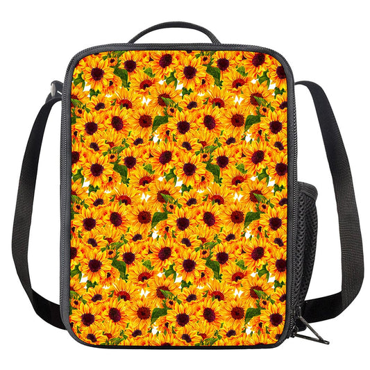 Watercolor Sunflower Pattern Print Crossbody Lunch Bag