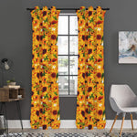 Watercolor Sunflower Pattern Print Curtain