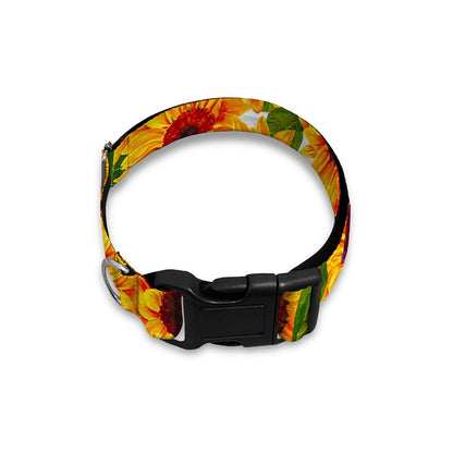 Watercolor Sunflower Pattern Print Dog Collar