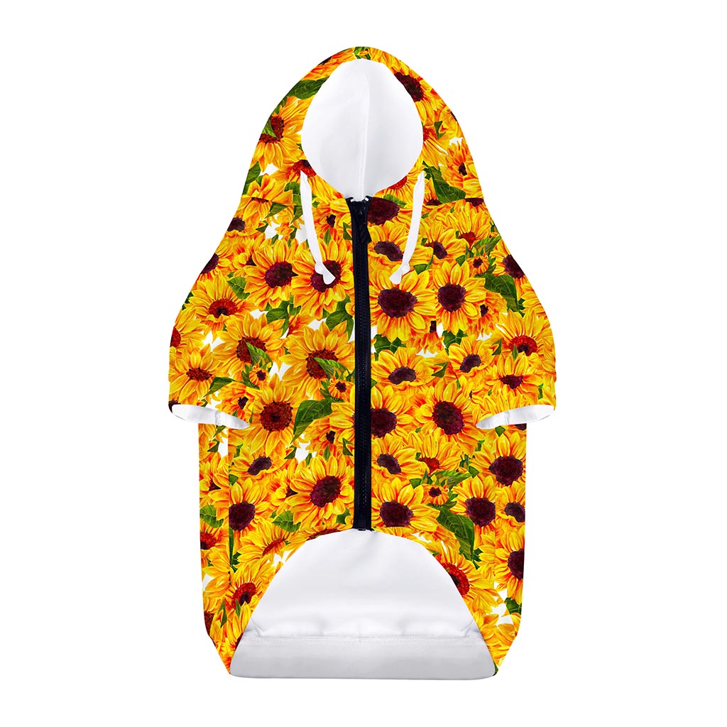 Watercolor Sunflower Pattern Print Dog Zip Up Hoodie