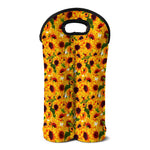 Watercolor Sunflower Pattern Print Double Neoprene Wine Tote