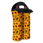 Watercolor Sunflower Pattern Print Double Neoprene Wine Tote