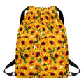 Watercolor Sunflower Pattern Print Drawstring Backpack