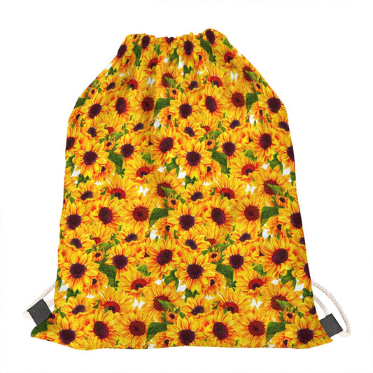 Watercolor Sunflower Pattern Print Drawstring Bag