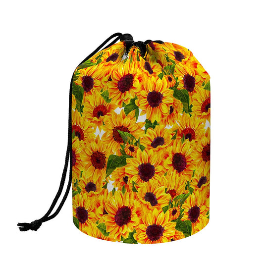 Watercolor Sunflower Pattern Print Drawstring Makeup Bag