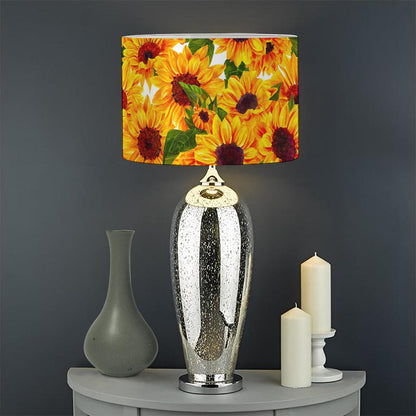 Watercolor Sunflower Pattern Print Drum Lamp Shade