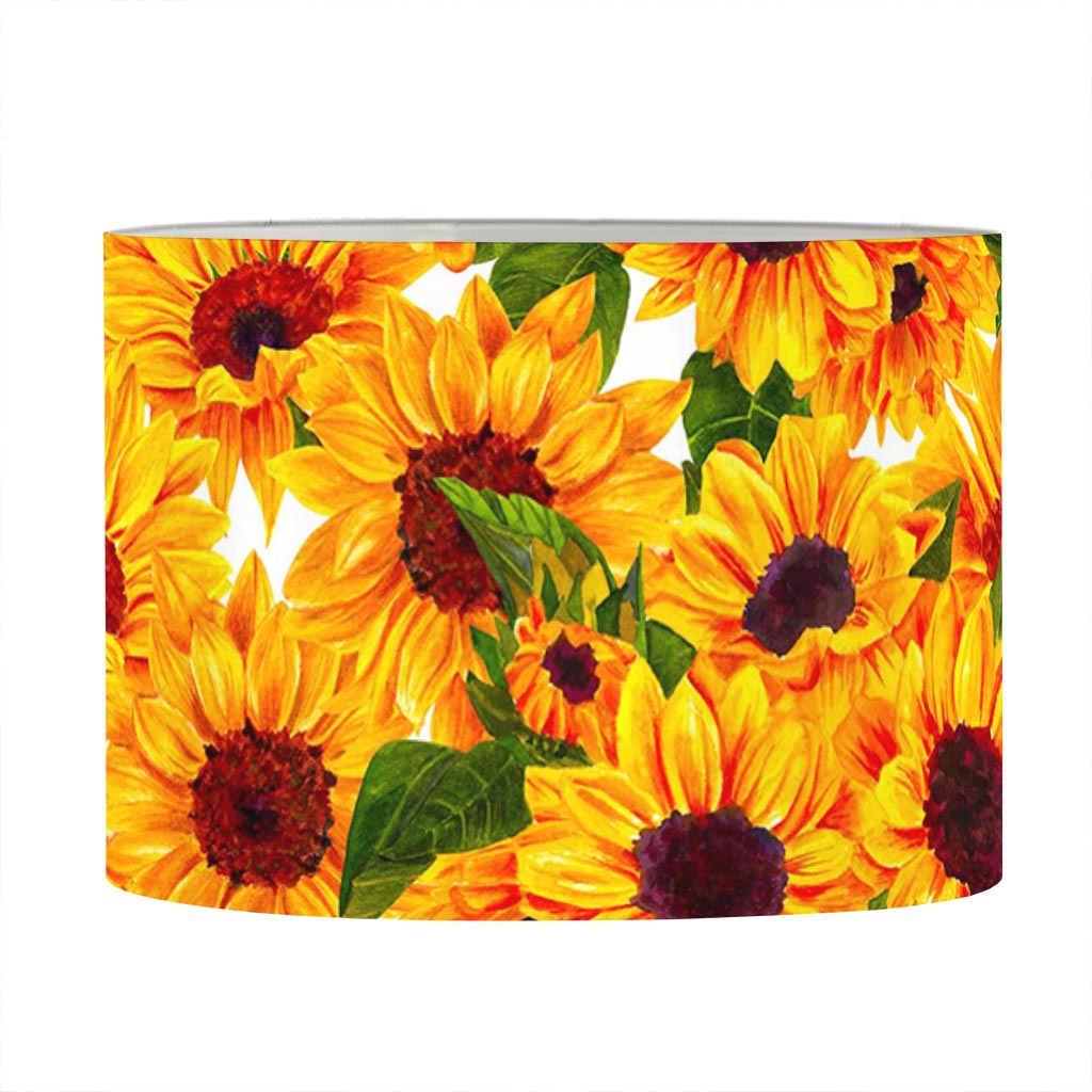 Watercolor Sunflower Pattern Print Drum Lamp Shade