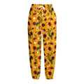 Watercolor Sunflower Pattern Print Fleece Lined Knit Pants
