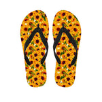 Watercolor Sunflower Pattern Print Flip Flops