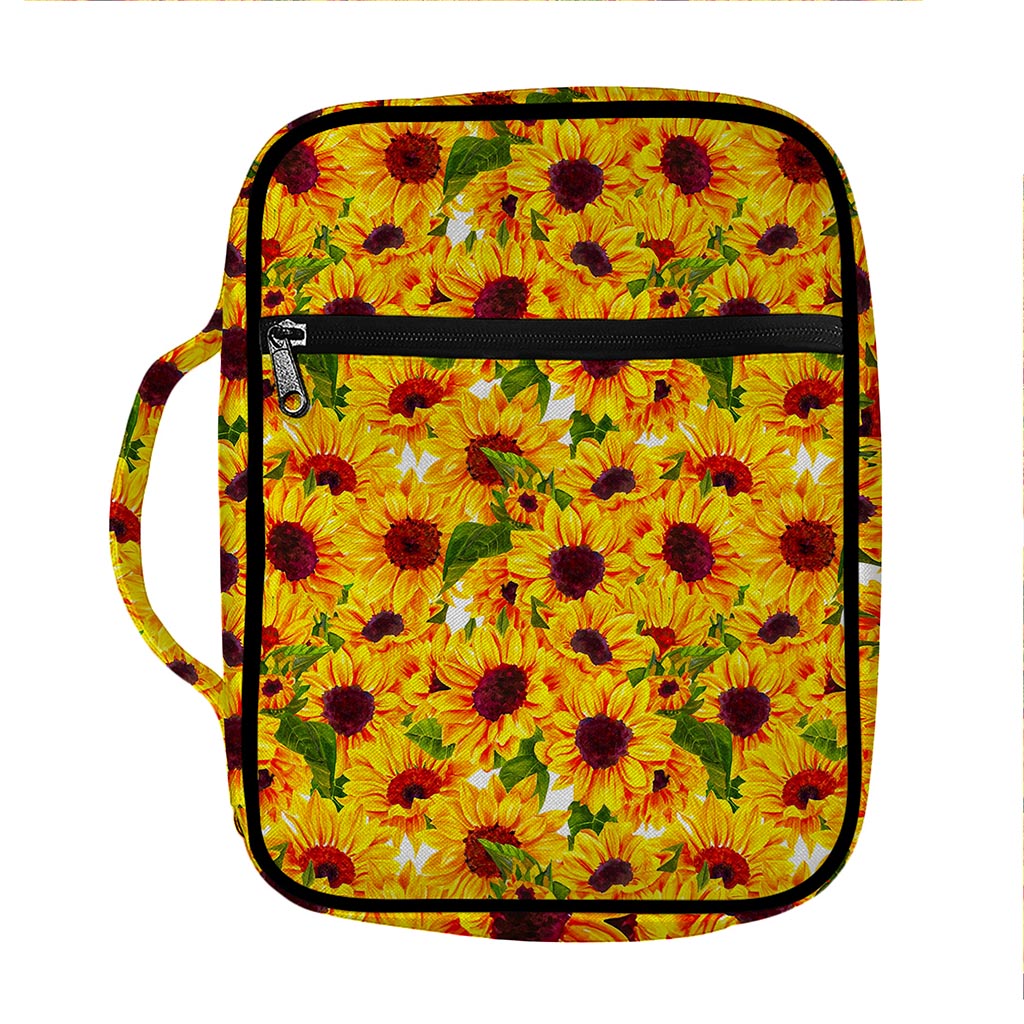 Watercolor Sunflower Pattern Print Front Pocket Bible Bag