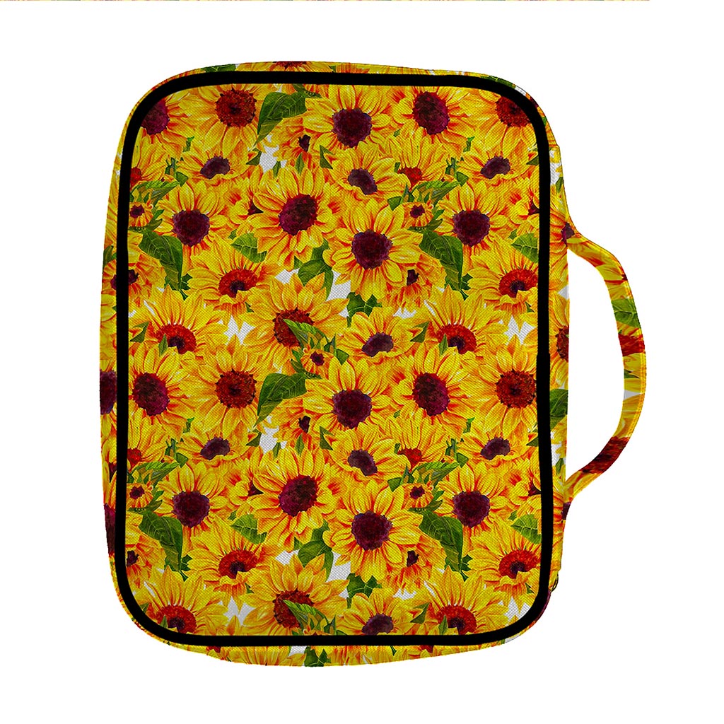 Watercolor Sunflower Pattern Print Front Pocket Bible Bag