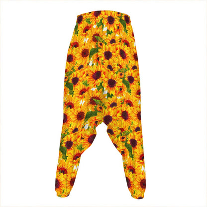 Watercolor Sunflower Pattern Print Hammer Pants