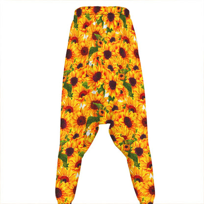 Watercolor Sunflower Pattern Print Hammer Pants