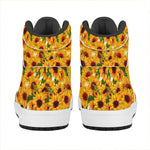 Watercolor Sunflower Pattern Print High Top Leather Sneakers