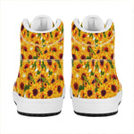 Watercolor Sunflower Pattern Print High Top Leather Sneakers