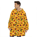 Watercolor Sunflower Pattern Print Hoodie Blanket
