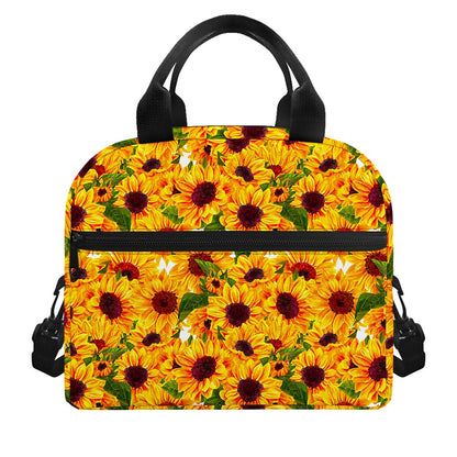 Watercolor Sunflower Pattern Print Insulated Lunch Bag