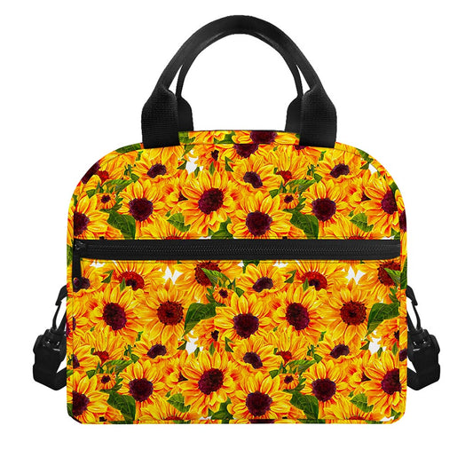 Watercolor Sunflower Pattern Print Insulated Lunch Bag
