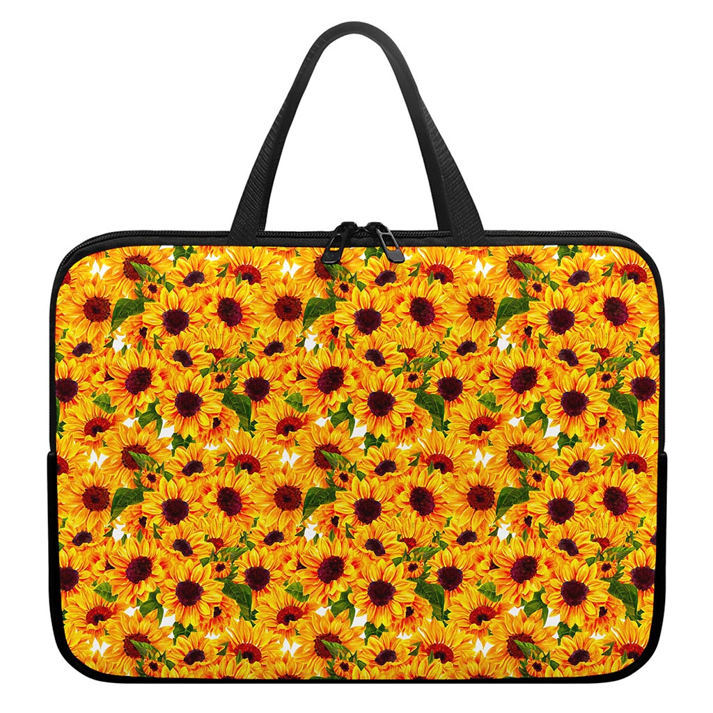 Watercolor Sunflower Pattern Print Laptop Sleeve With Handle