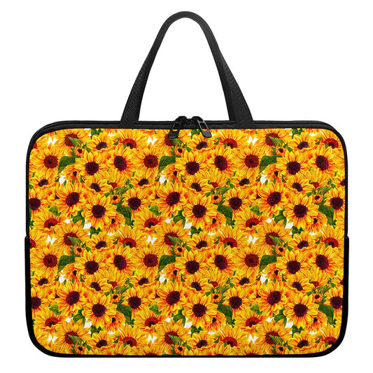 Watercolor Sunflower Pattern Print Laptop Sleeve With Handle