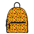 Watercolor Sunflower Pattern Print Leather Backpack