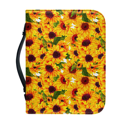 Watercolor Sunflower Pattern Print Leather Bible Cover