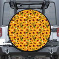 Watercolor Sunflower Pattern Print Leather Spare Tire Cover