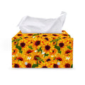 Watercolor Sunflower Pattern Print Leather Tissue Box Cover
