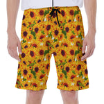 Watercolor Sunflower Pattern Print Men's Beach Shorts