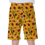 Watercolor Sunflower Pattern Print Men's Beach Shorts