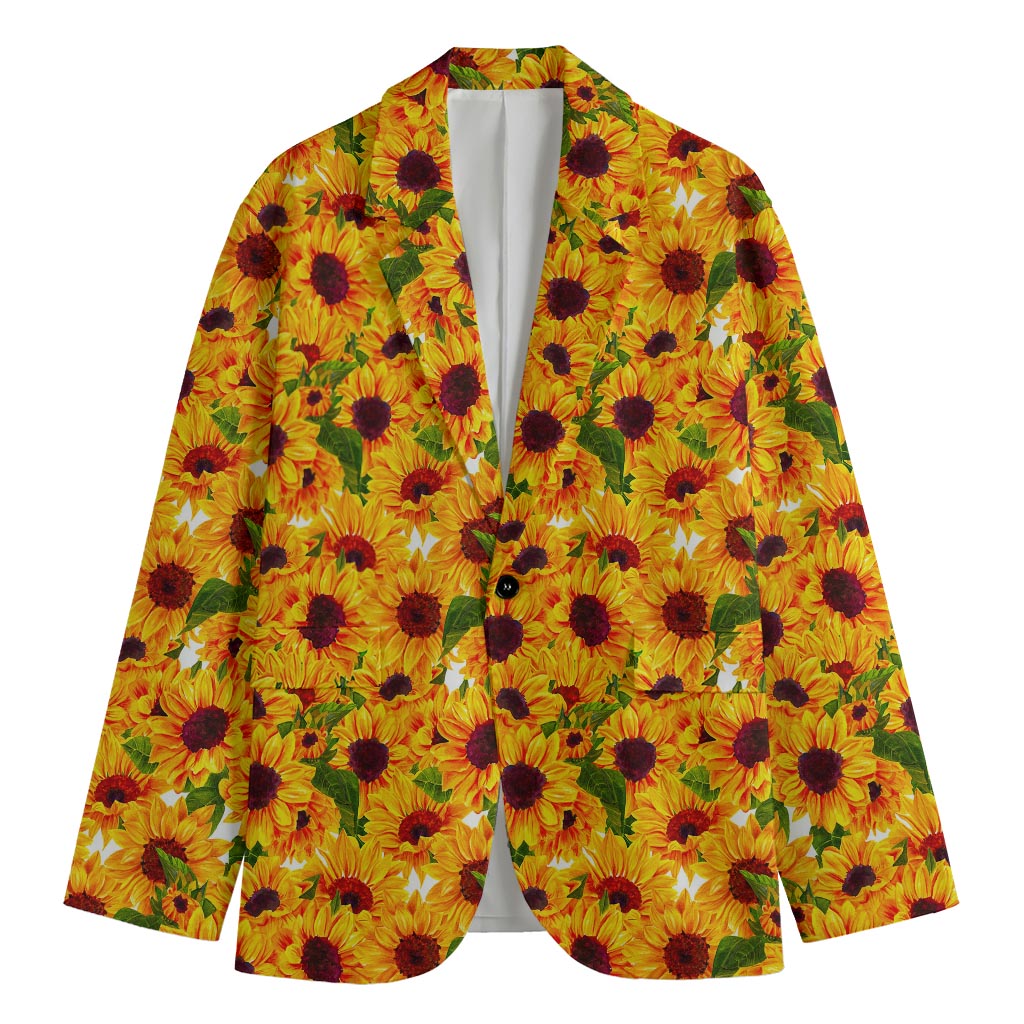 Watercolor Sunflower Pattern Print Men's Blazer