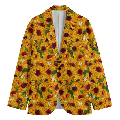 Watercolor Sunflower Pattern Print Men's Blazer