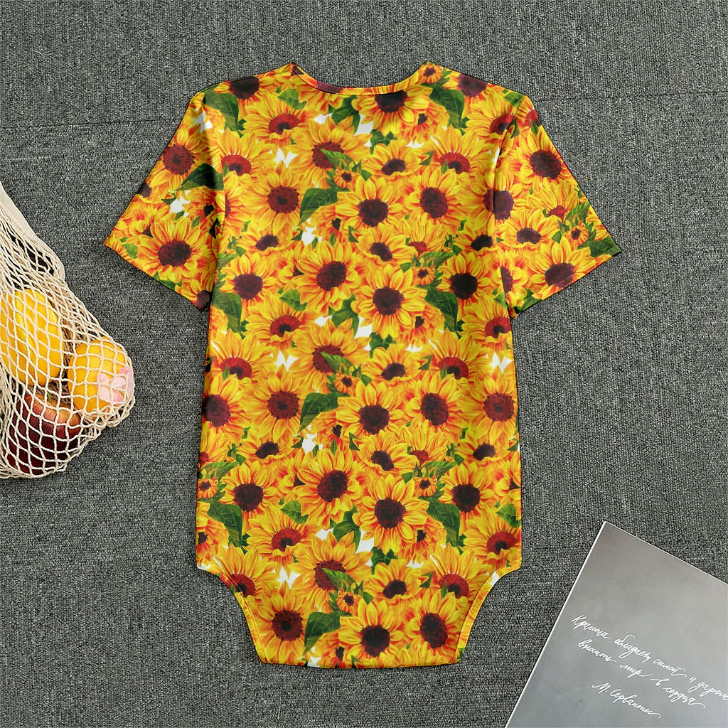 Watercolor Sunflower Pattern Print Men's Bodysuit