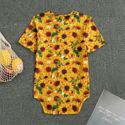 Watercolor Sunflower Pattern Print Men's Bodysuit
