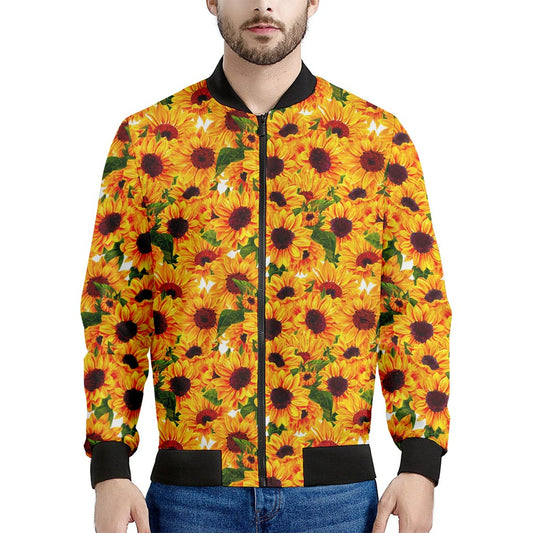Watercolor Sunflower Pattern Print Men's Bomber Jacket
